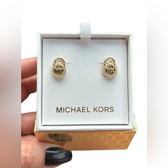 Kors Jewelry Mk Padlock Earrings NEW MICHAEL KORS GOLD TONE